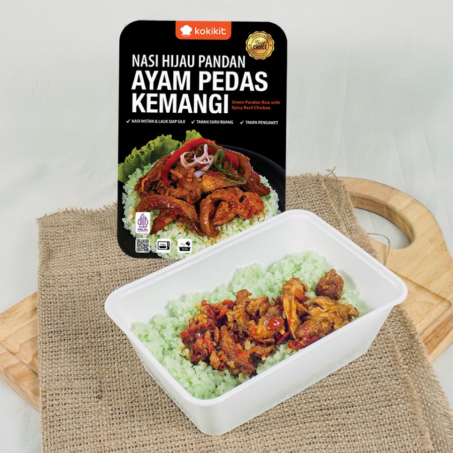 Nasi Hijau Pandan Ayam Pedas Kemangi