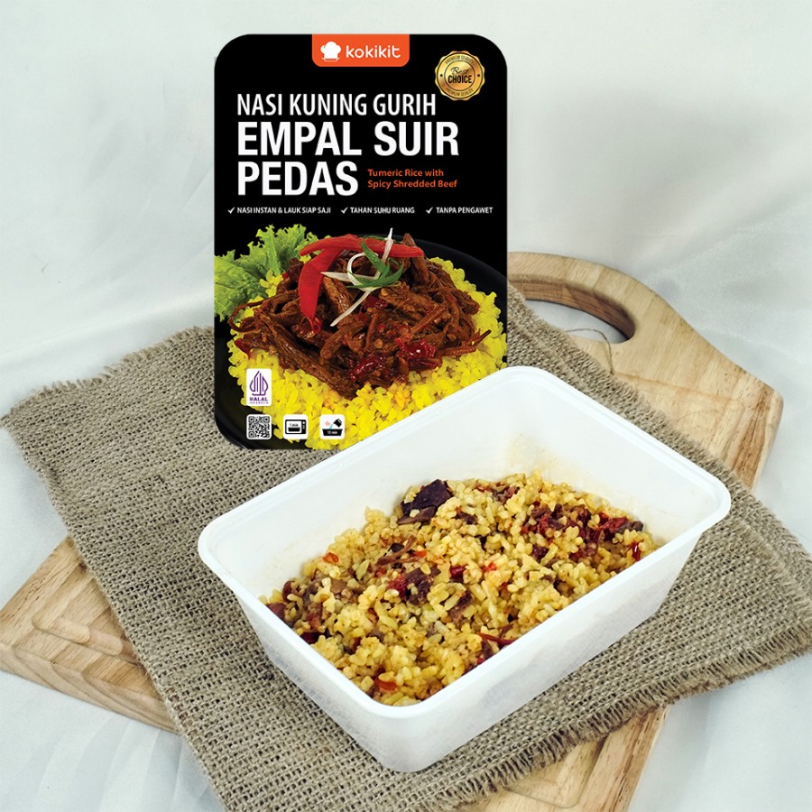 Nasi Kuning Gurih Empal Suir Pedas