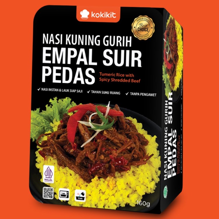 Nasi Kuning Gurih Empal Suir Pedas