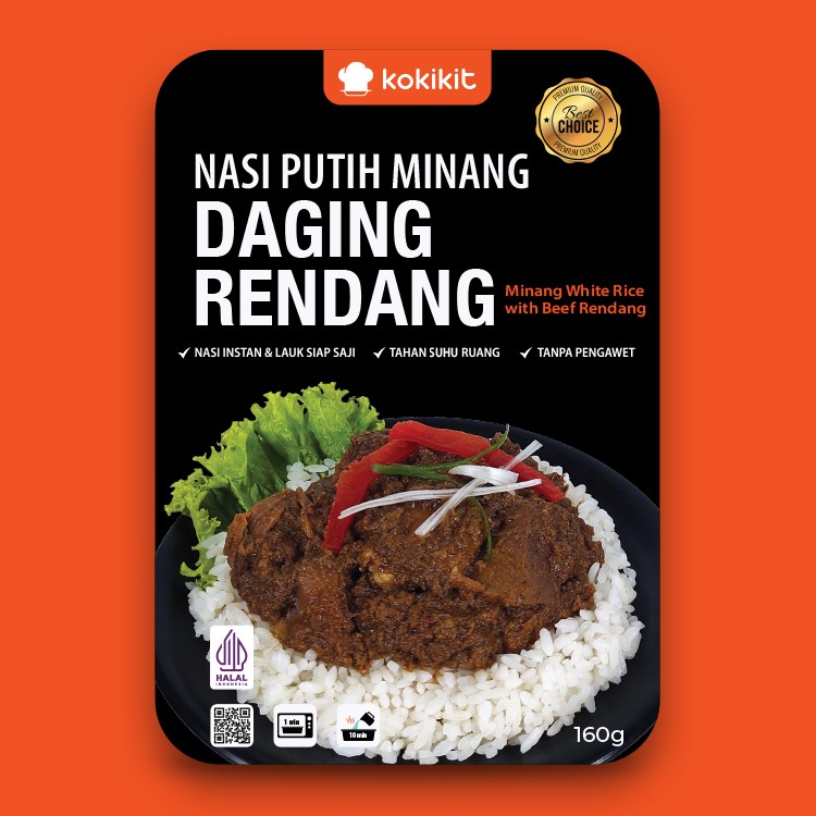 Nasi Putih Minang Daging Rendang