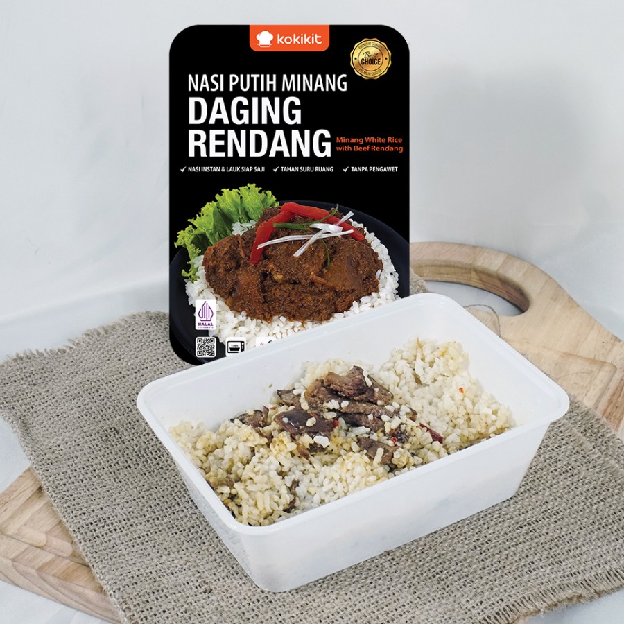 Nasi Putih Minang Daging Rendang